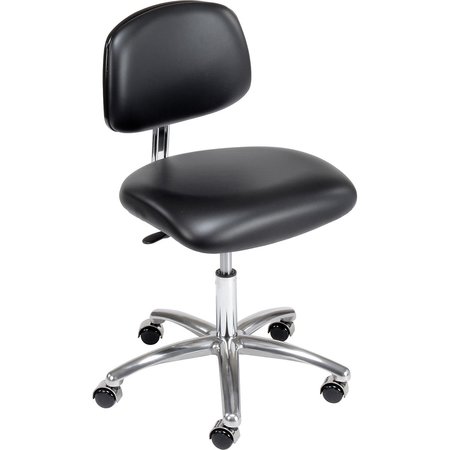 GLOBAL INDUSTRIAL Clean Room Chair, Vinyl, Black, Armless, Mid Back 695538